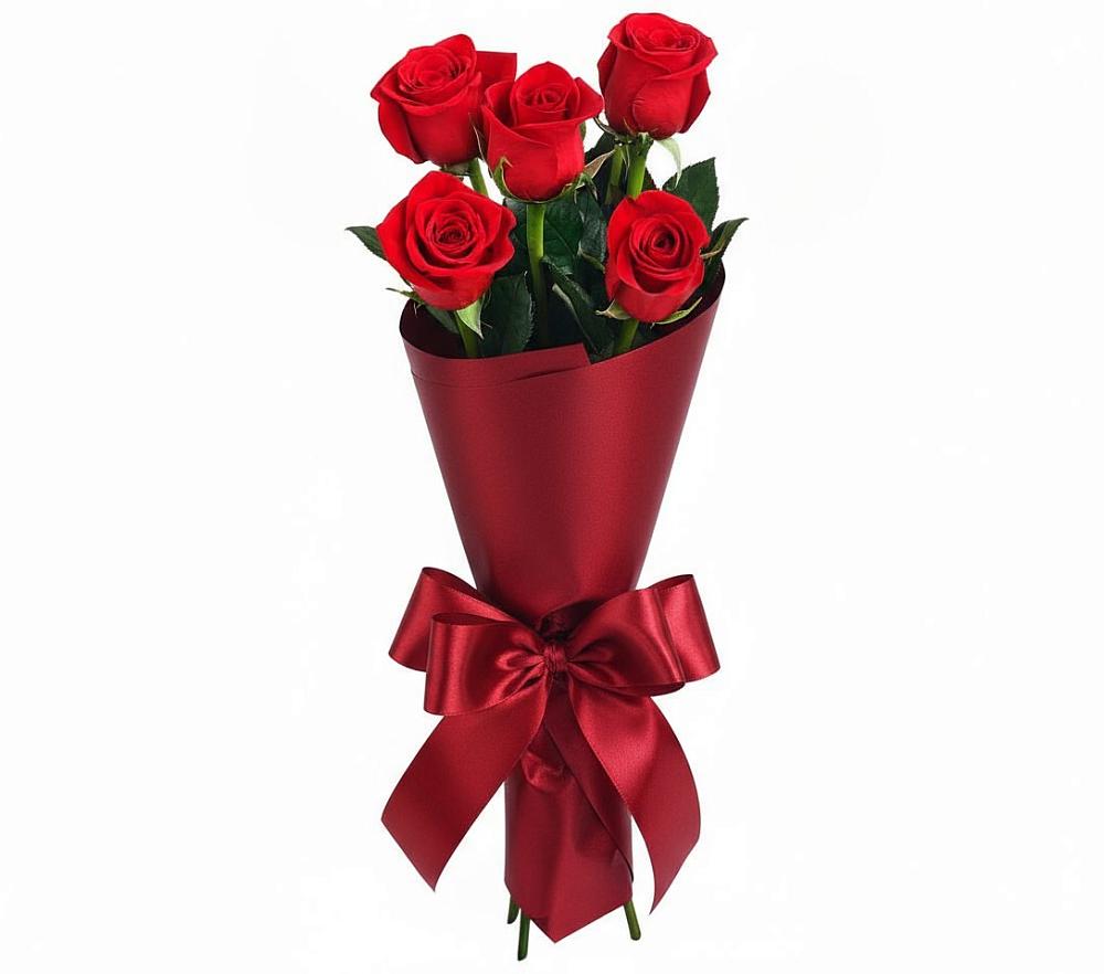 Букет 5 Красных роз Эдлесс Лав в Раменье