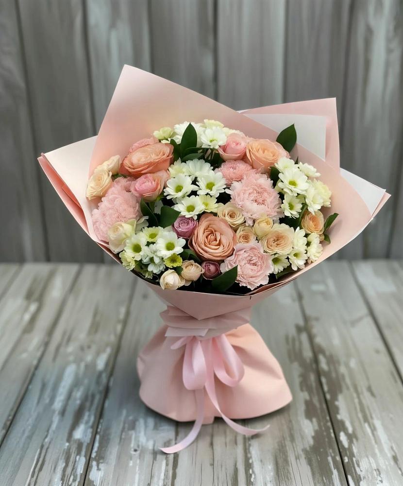 Букет цветов из: Гвоздики, Розы и Хризантемы в Раменье