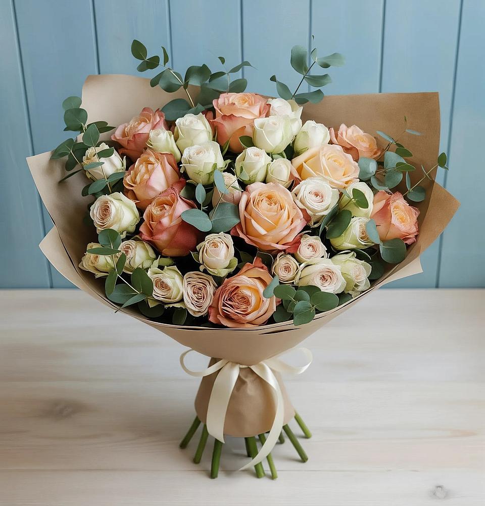 Букет цветов из: Альстромерии и Розы в Раменье