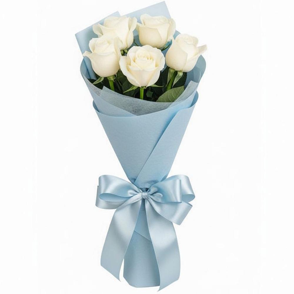 Букет 5 Белых роз Проуд в Раменье
