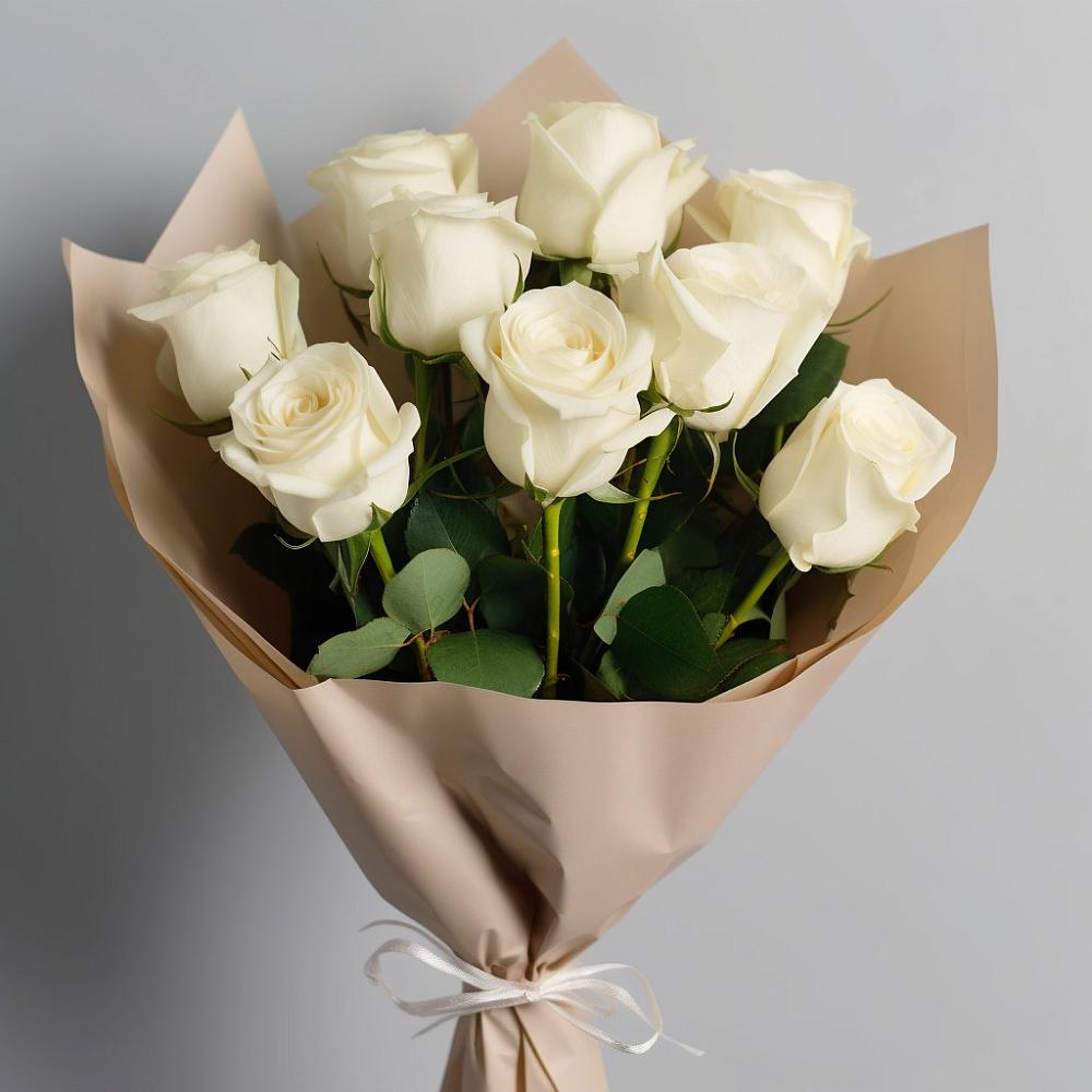 Букет 9 Белых роз Эдлесс Лав в Раменье