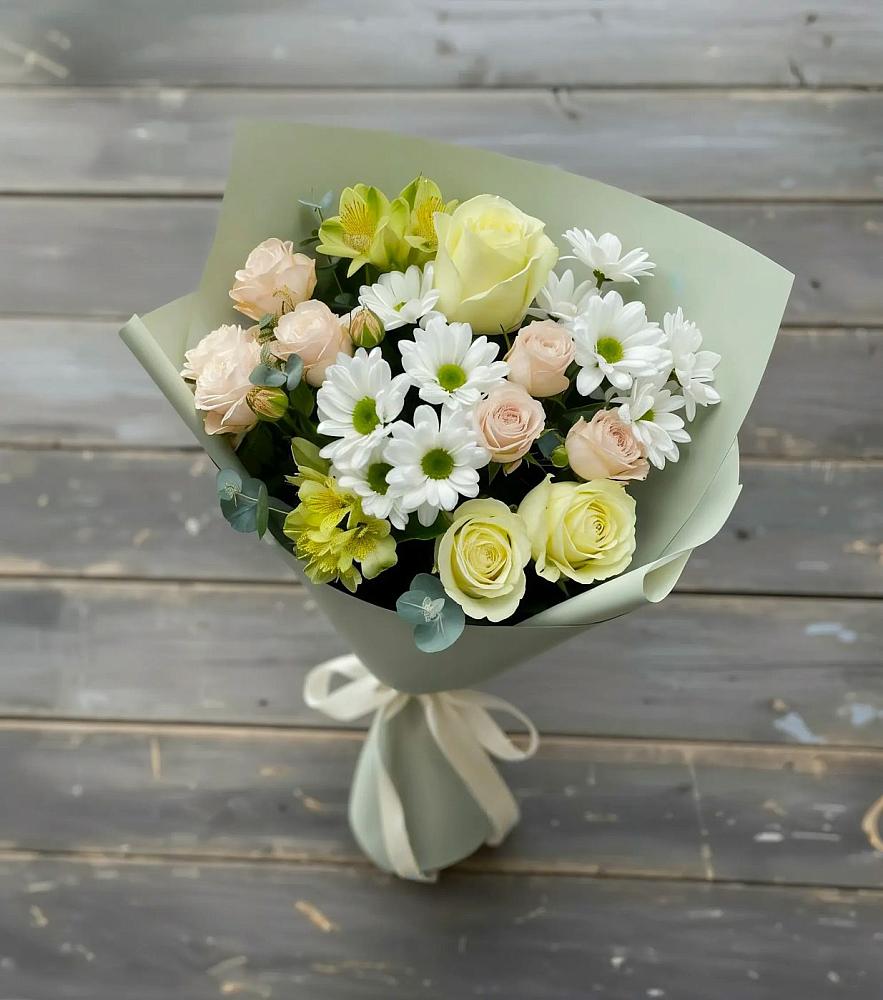 Букет цветов из: Альстромерии, Розы и Хризантемы в Раменье