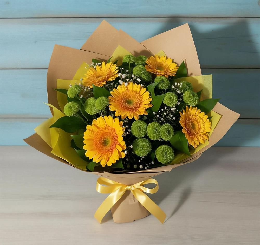 Букет цветов из: Герберы и Хризантемы в Раменье