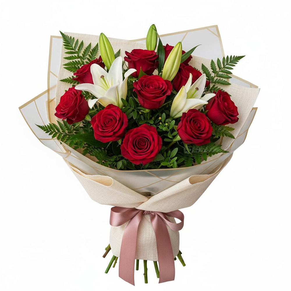 Букет цветов из: Лилии и Розы в Раменье