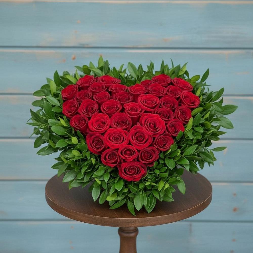 Цветочная композиция из Розы в виде сердца в Раменье