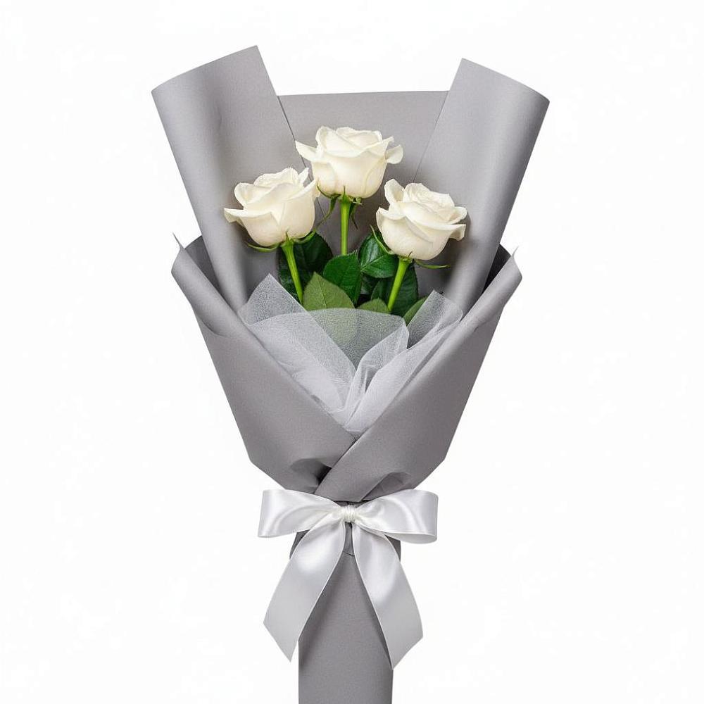Букет 3 белые розы в Раменье
