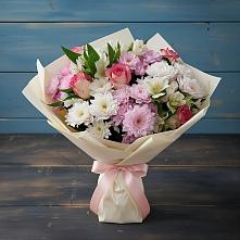 Букет цветов из:  Хризантемы, Альстромерии и Розы в Раменье