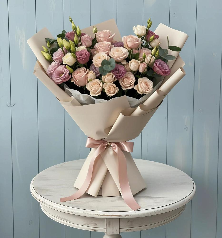 Букет цветов из: Розы и Лизиантусы в Раменье