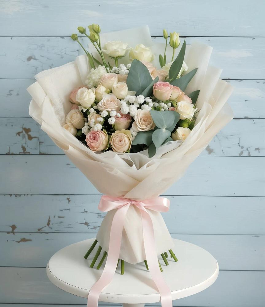 Букет цветов из: Розы и Лизиантусы в Раменье