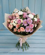 Букет цветов из:  Хризантемы, Розы и Альстромерии в Раменье