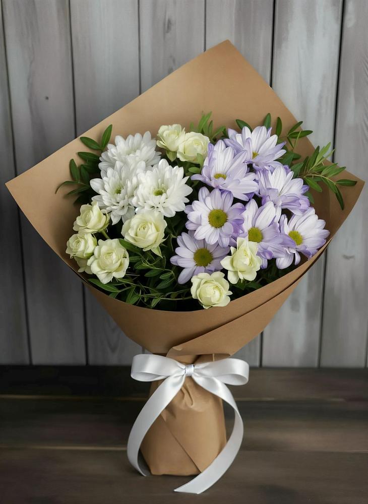 Букет цветов из: Хризантемы и Розы в Раменье